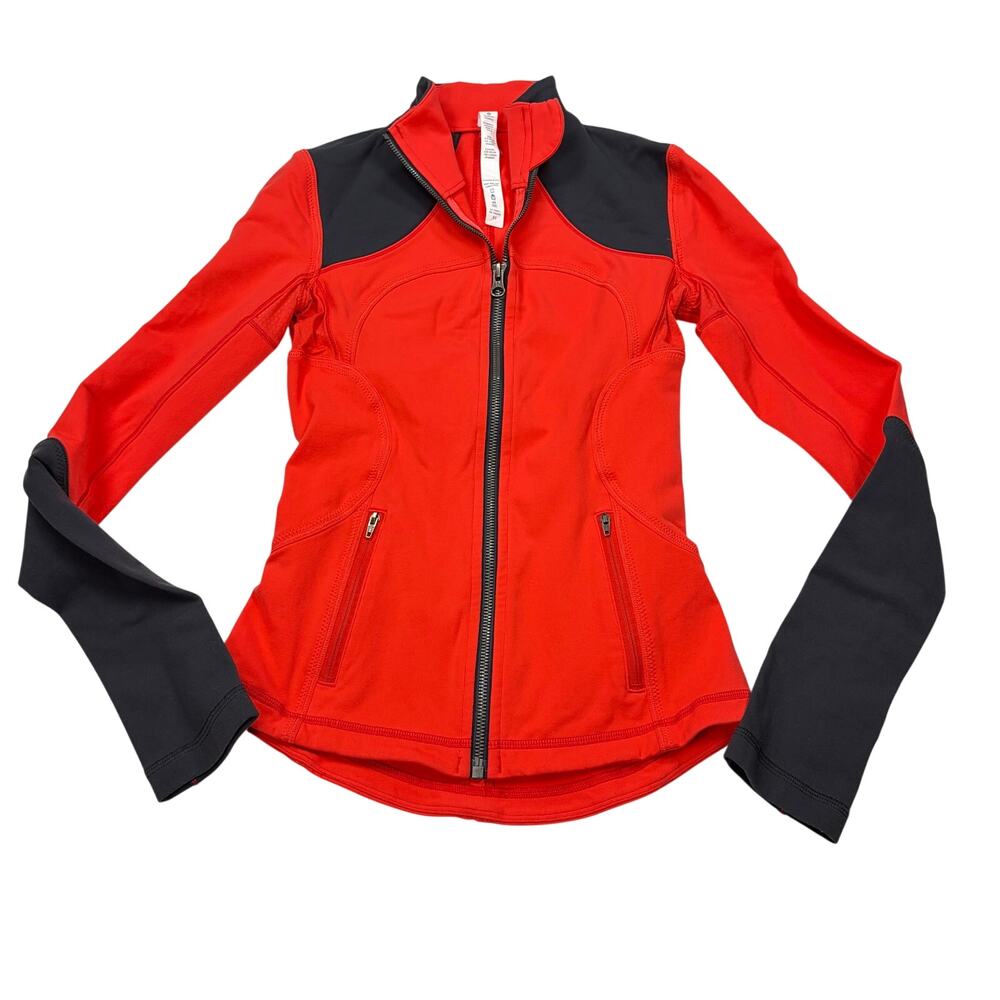 lululemon womens Forme red, black zip up jacket. Size 2. athleisure, activewear
